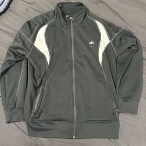 ALO Yoga Gray and White Bomber Jacket